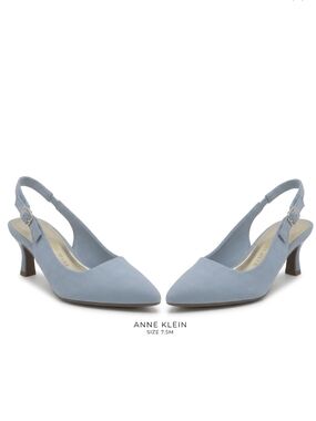 Anne Klein Light Blue Slingback Pointed-Toe Heels